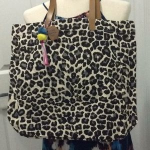 Eccolo Leopard 🐆 Reusable Canvas Pom Pom Tote Bag
